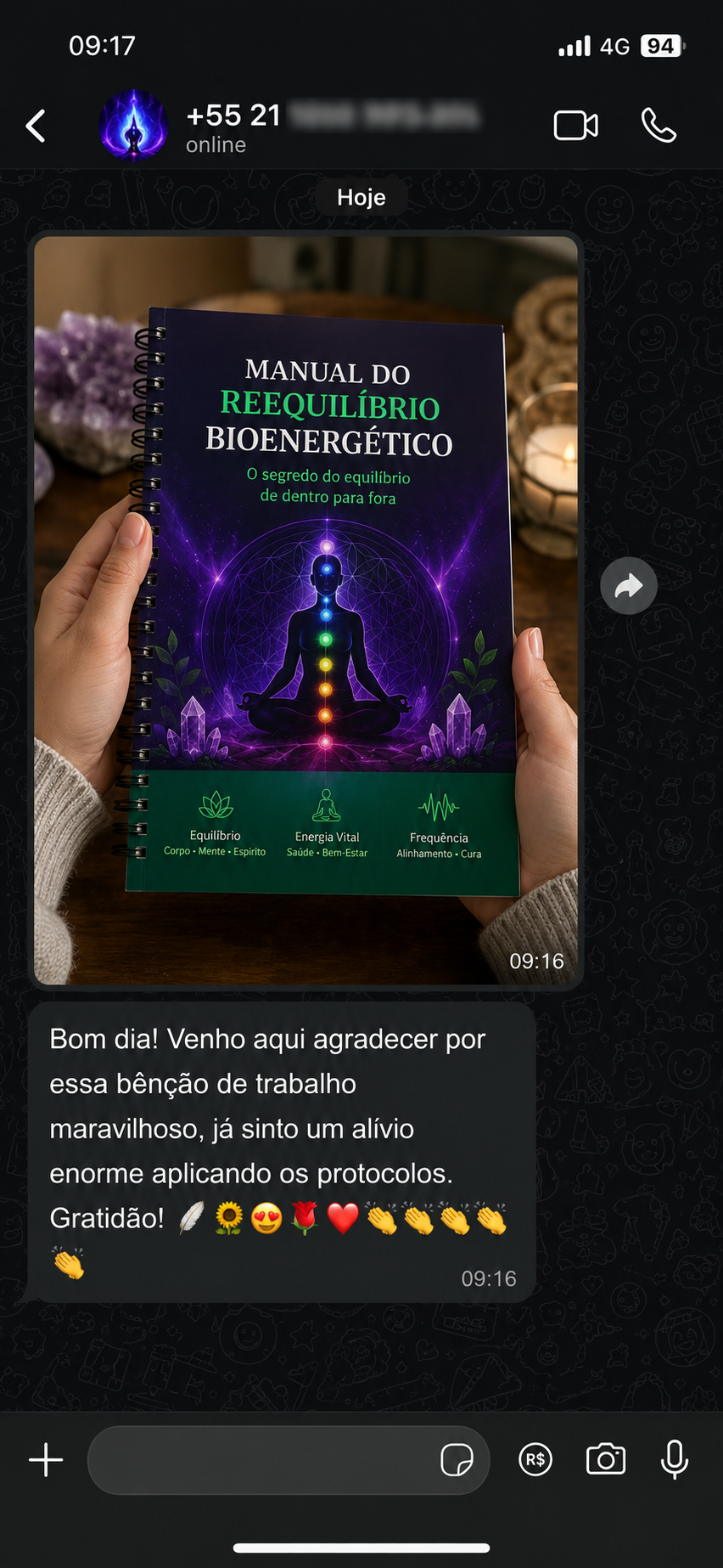 Depoimento real de cliente 2 no WhatsApp
